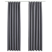 Vidaxl gordijnen verduisterend met haken 2 st 140x175 cm grijs - afbeelding 2