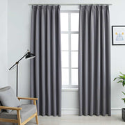 Vidaxl gordijnen verduisterend met haken 2 st 140x175 cm grijs - afbeelding 1