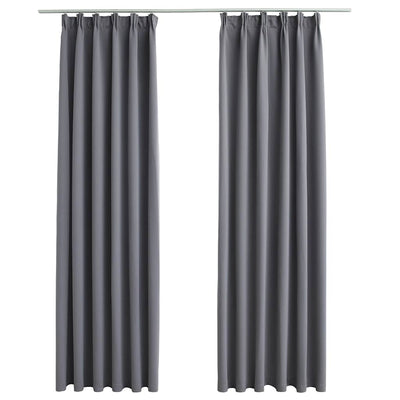 Vidaxl gordijnen verduisterend met haken 2 st 140x245 cm grijs