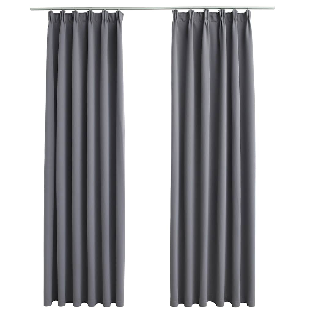 Vidaxl gordijnen verduisterend met haken 2 st 140x245 cm grijs