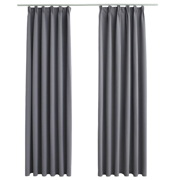 Vidaxl gordijnen verduisterend met haken 2 st 140x245 cm grijs