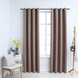 Vidaxl gordijn verduisterend met metalen ringen 2 st 140x225 cm taupe - afbeelding 1