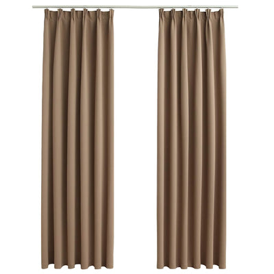 Vidaxl gordijnen verduisterend met haken 2 st 140x175 cm taupe