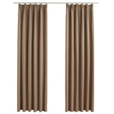 Vidaxl gordijnen verduisterend met haken 2 st 140x225 cm taupe - afbeelding 2