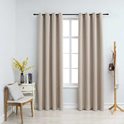 Vidaxl gordijn verduisterend met metalen ringen 2 st 140x245 cm beige - afbeelding 1