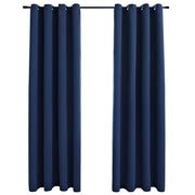Vidaxl gordijn verduisterend met metalen ringen 2 st 140x175 cm blauw - afbeelding 2