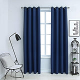 Vidaxl gordijn verduisterend met metalen ringen 2 st 140x175 cm blauw - afbeelding 1