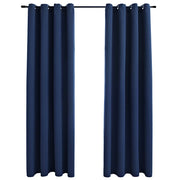 Vidaxl gordijn verduisterend met metalen ringen 2 st 140x245 cm blauw - afbeelding 2