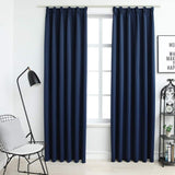 Vidaxl gordijnen verduisterend met haken 2 st 140x225 cm blauw - afbeelding 1