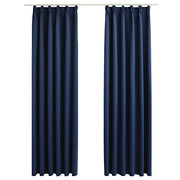 Vidaxl gordijnen verduisterend met haken 2 st 140x245 cm blauw - afbeelding 2