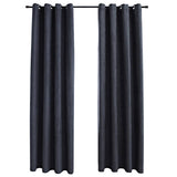 Vidaxl gordijnen verduisterend met ringen 2 st 140x175 cm antraciet - afbeelding 2
