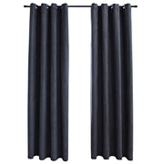 Vidaxl gordijnen verduisterend met ringen 2 st 140x175 cm antraciet - afbeelding 2