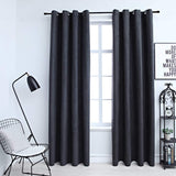 Vidaxl gordijnen verduisterend met ringen 2 st 140x175 cm antraciet - afbeelding 1