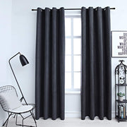 Vidaxl gordijnen verduisterend met ringen 2 st 140x175 cm antraciet - afbeelding 1