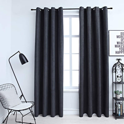 Vidaxl gordijnen verduisterend met ringen 2 st 140x245 cm antraciet