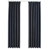 Vidaxl gordijnen verduisterend met haken 2 st 140x175 cm antraciet - afbeelding 2
