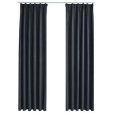 Vidaxl gordijnen verduisterend met haken 2 st 140x225 cm antraciet - afbeelding 2