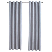 Vidaxl gordijn verduisterend met metalen ringen 2 st 140x225 cm grijs - afbeelding 2