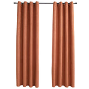 Vidaxl gordijnen verduisterend met ringen 2 st 140x175 cm roestkleurig - afbeelding 2
