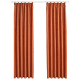 Vidaxl gordijnen verduisterend met haken 2 st 140x245 cm roestkleurig - afbeelding 2