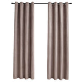 Vidaxl gordijn verduisterend met metalen ringen 2 st 140x225 cm taupe - afbeelding 2