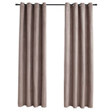 Vidaxl gordijn verduisterend met metalen ringen 2 st 140x245 cm taupe - afbeelding 2