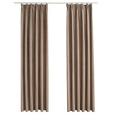 Vidaxl gordijnen verduisterend met haken 2 st 140x175 cm taupe - afbeelding 2