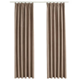 Vidaxl gordijnen verduisterend met haken 2 st 140x225 cm taupe - afbeelding 2