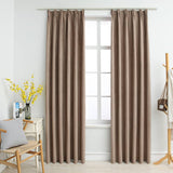 Vidaxl gordijnen verduisterend met haken 2 st 140x225 cm taupe - afbeelding 1