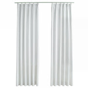 Vidaxl gordijnen verduisterend met haken 2 st 140x245 cm gebroken wit - afbeelding 2
