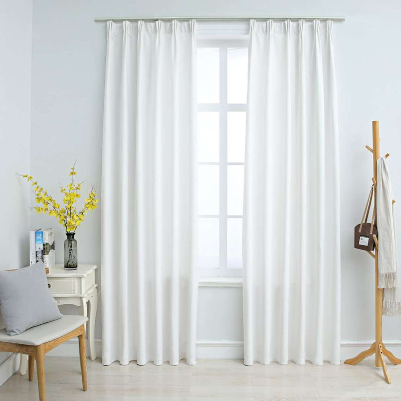 Vidaxl gordijnen verduisterend met haken 2 st 140x245 cm gebroken wit