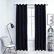Vidaxl gordijn verduisterend met ringen 2 st 140x175 cm fluweel zwart - afbeelding 1