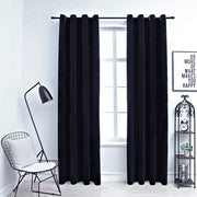 Vidaxl gordijn verduisterend met ringen 2 st 140x225 cm fluweel zwart - afbeelding 1