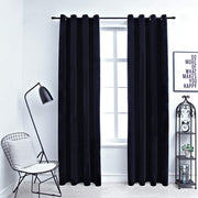 Vidaxl gordijn verduisterend met ringen 2 st 140x245 cm fluweel zwart - afbeelding 1