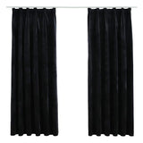 Vidaxl gordijnen verduisterend 2 st met haken 140x175 cm fluweel zwart - afbeelding 2