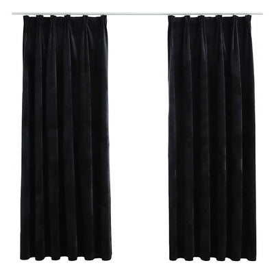 Vidaxl gordijnen verduisterend 2 st met haken 140x175 cm fluweel zwart