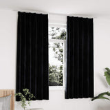 Vidaxl gordijnen verduisterend 2 st met haken 140x175 cm fluweel zwart - afbeelding 1