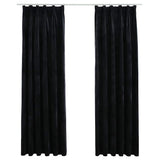 Vidaxl gordijnen verduisterend 2 st met haken 140x225 cm fluweel zwart - afbeelding 2