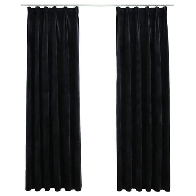 Vidaxl gordijnen verduisterend 2 st met haken 140x225 cm fluweel zwart