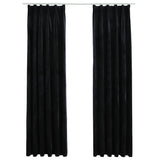Vidaxl gordijnen verduisterend 2 st met haken 140x245 cm fluweel zwart - afbeelding 2