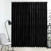 Vidaxl gordijn verduisterend met haken 290x245 cm fluweel zwart - afbeelding 1
