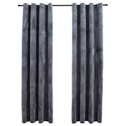 Vidaxl gordijn verduisterend met ringen 2 st 140x245 cm fluweel zwart - afbeelding 2