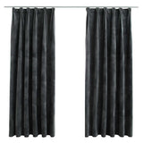 Vidaxl gordijnen verduisterend 2 st met haken 140x175 cm fluweel antraciet - afbeelding 2