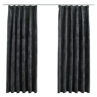 Vidaxl gordijnen verduisterend 2 st met haken 140x175 cm fluweel antraciet