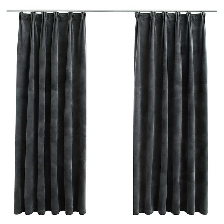 Vidaxl gordijnen verduisterend 2 st met haken 140x175 cm fluweel antraciet