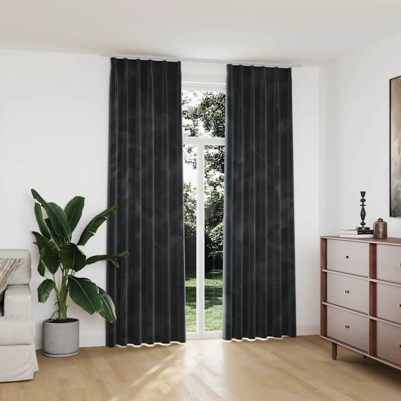 Vidaxl gordijnen verduisterend 2 st met haken 140x245 cm fluweel antraciet
