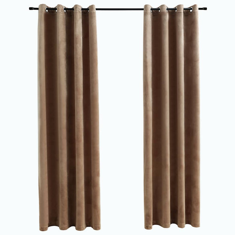 Vidaxl gordijn verduisterend met ringen 2 st 140x245 cm fluweel beige
