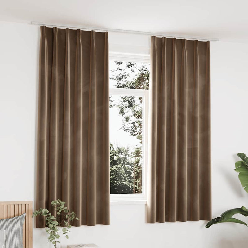 Vidaxl gordijnen verduisterend 2 st met haken 140x175 cm fluweel beige