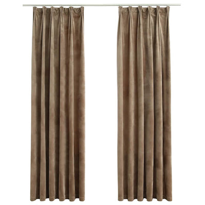 Vidaxl gordijnen verduisterend 2 st met haken 140x225 cm fluweel beige