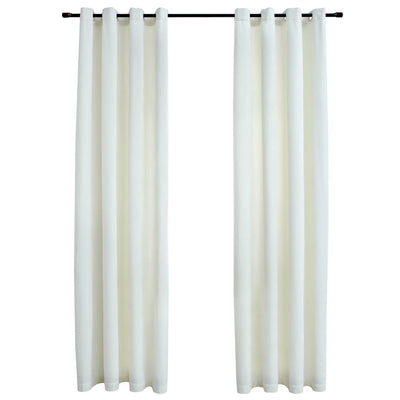 Vidaxl gordijn verduisterend met ringen 2 st 140x175 cm fluweel crème